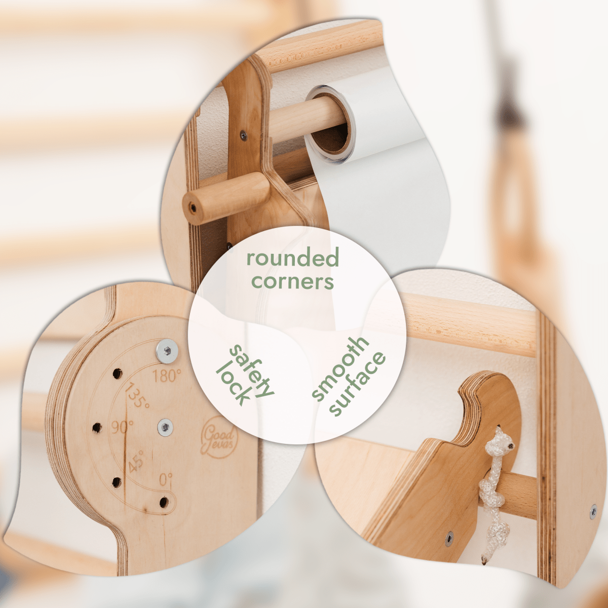 5 en 1 : Mur suédois en bois / Échelle d'escalade pour enfants + Balançoire + Planche toboggan + Complément artistique
