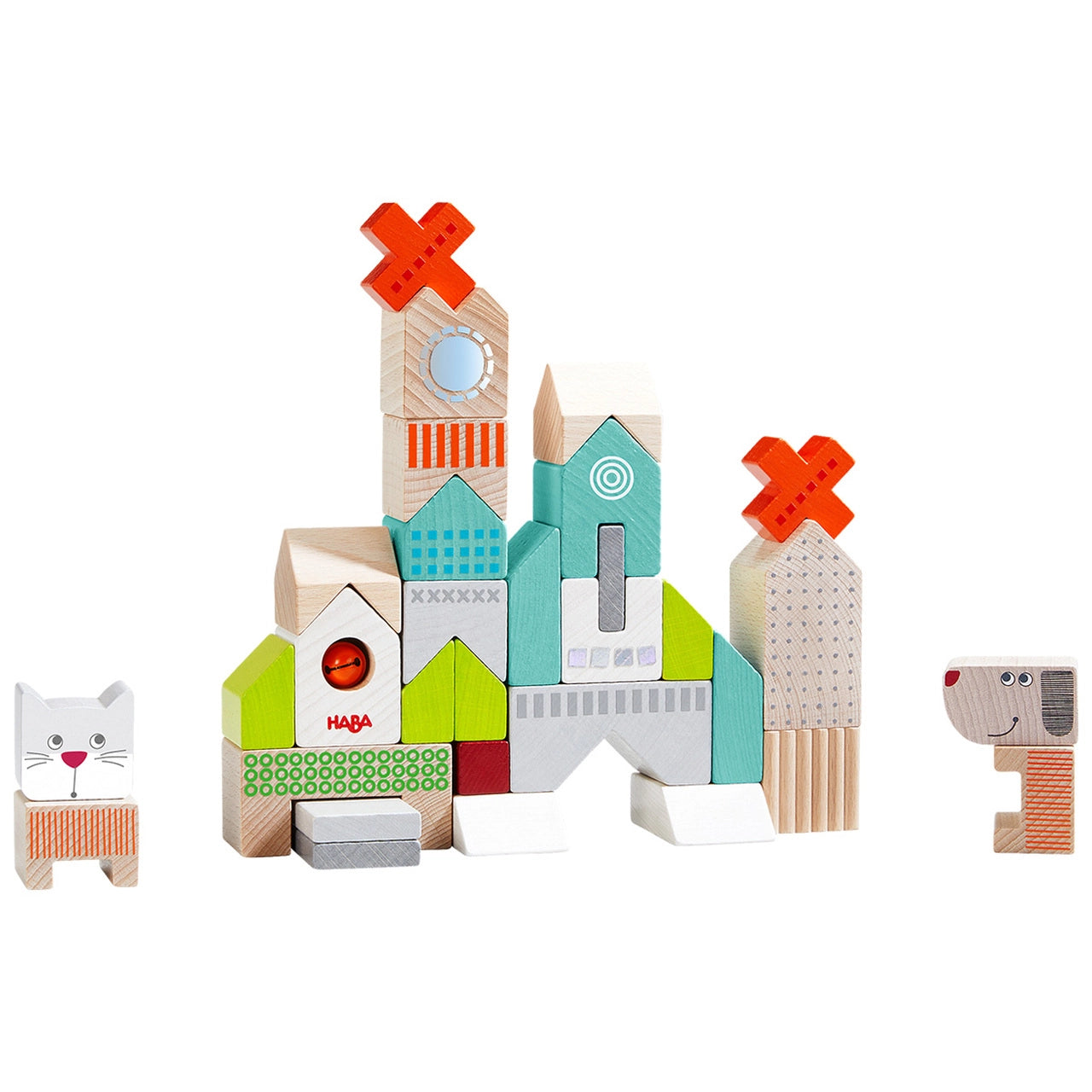 HABA Ensemble de blocs de construction en bois pour chien et chat (31 pièces) 