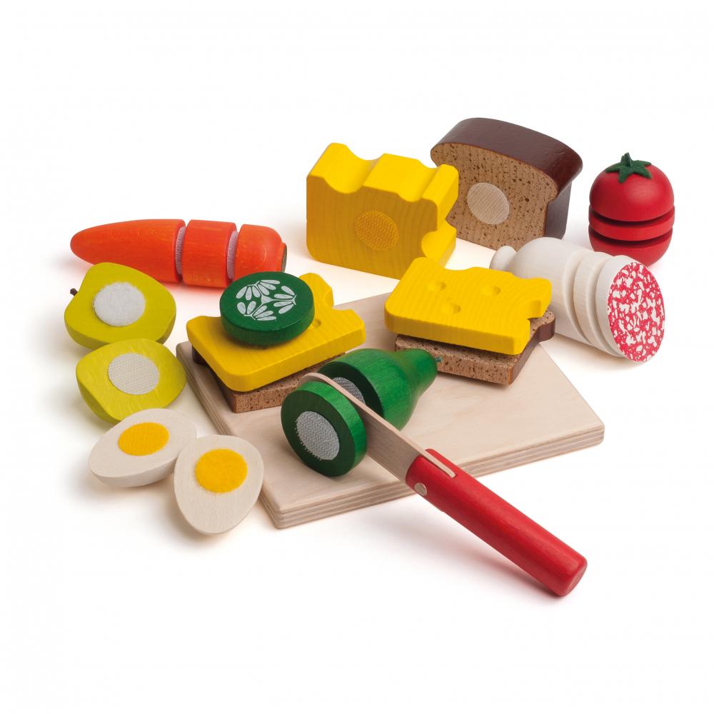 Boîte d'apprentissage Erzi : Couper et préparer - Aliments ludiques fabriqués en Allemagne 