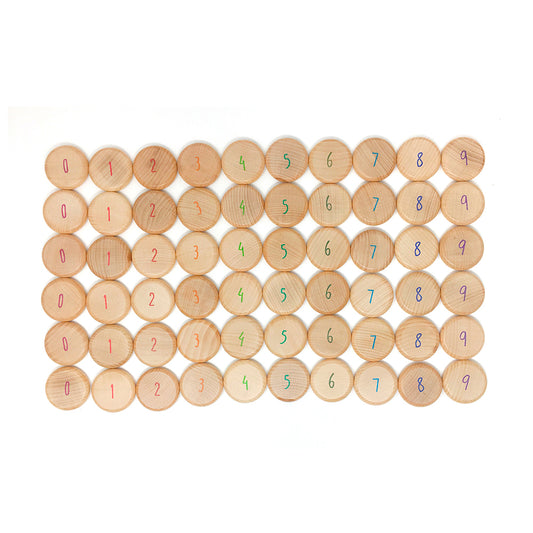 Pièces de monnaie en bois Grapat à compter (60 pièces)