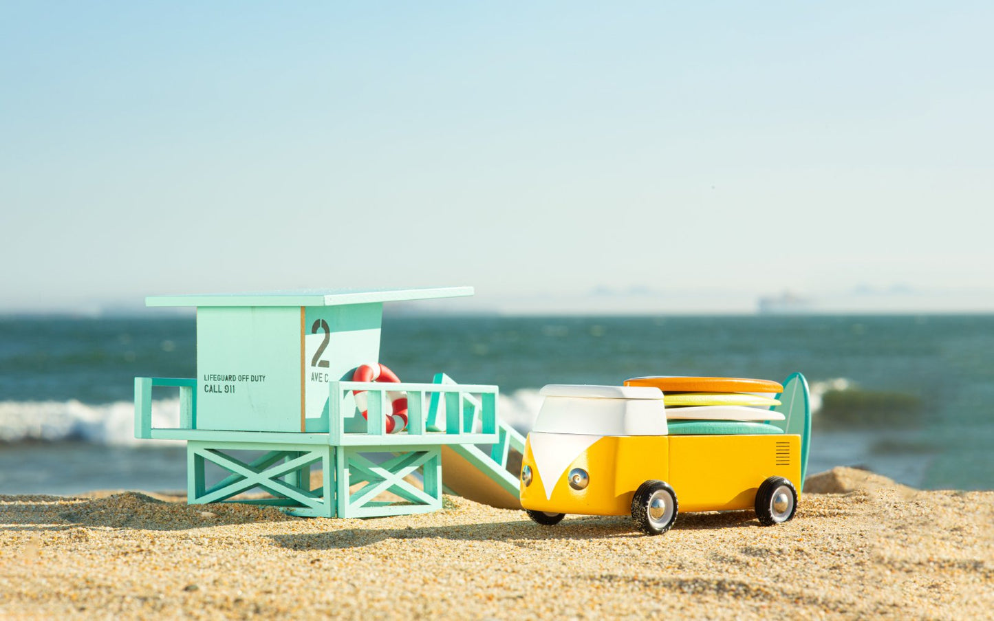 Candylab Toys Beach Bus Sunset  - Modern Vintage Classic Beach Cruiser