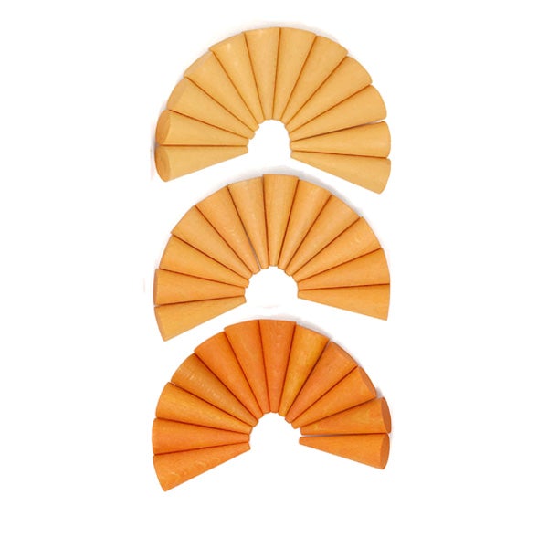 Grapat Wood Mandala Orange Cones (36 Pieces)