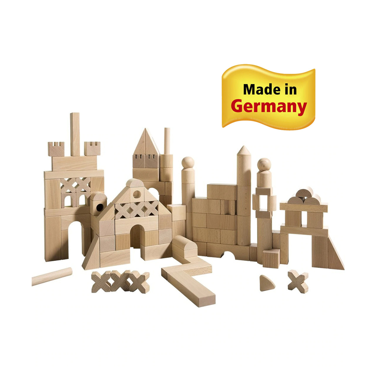 HABA Basic Building Blocks 102 Piece Extra Large Natural Wood Starter ...