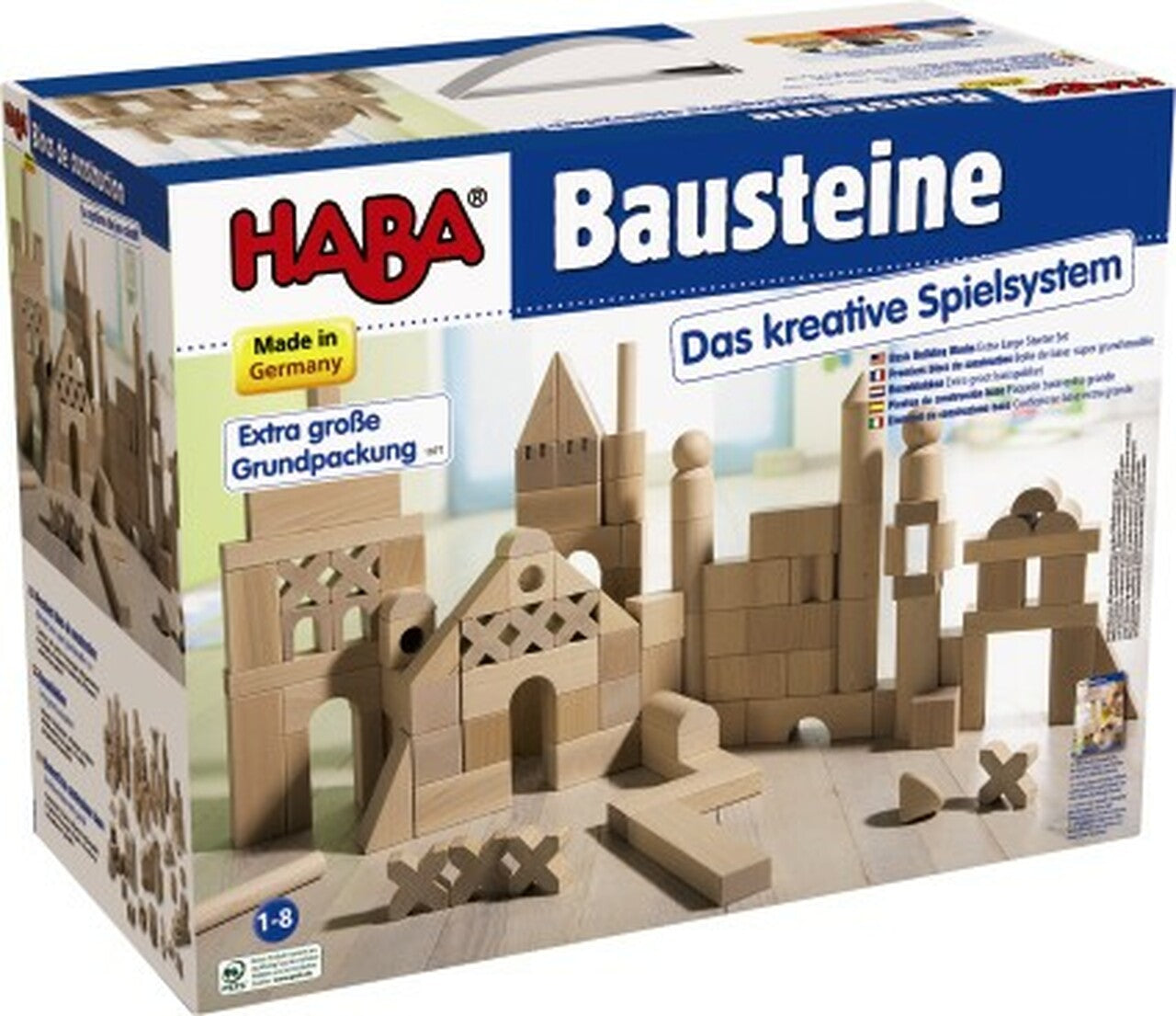 HABA Basic Building Blocks 102 pièces très grand kit de démarrage en bois naturel 