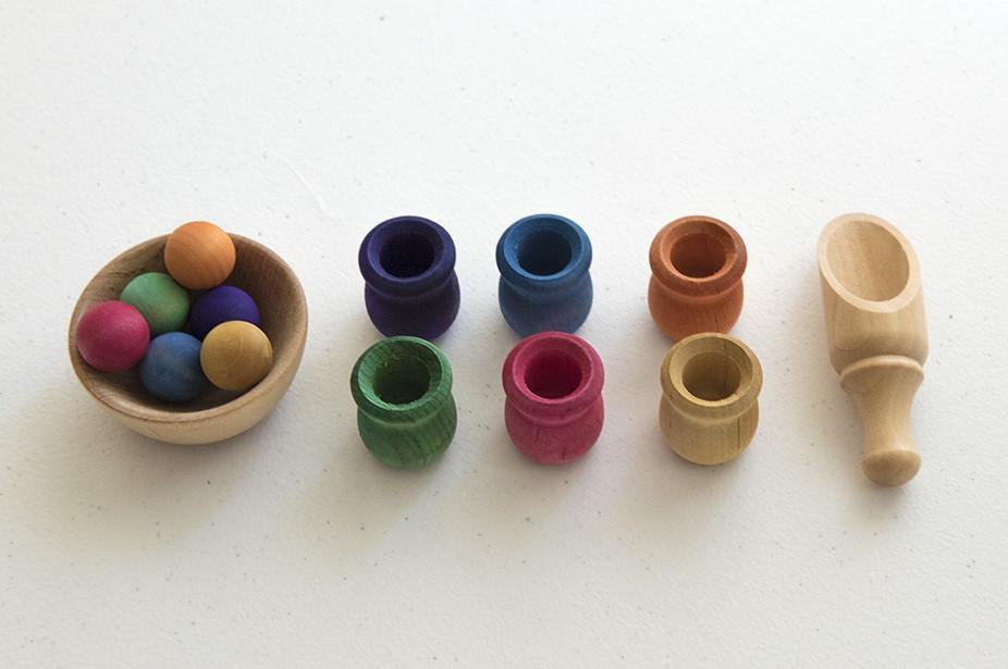 Bean Pot and Ball Cylinder Sorting Set by Legacy Learning Academy - Wood Wood Toys Canada's Favourite Montessori Toy Store