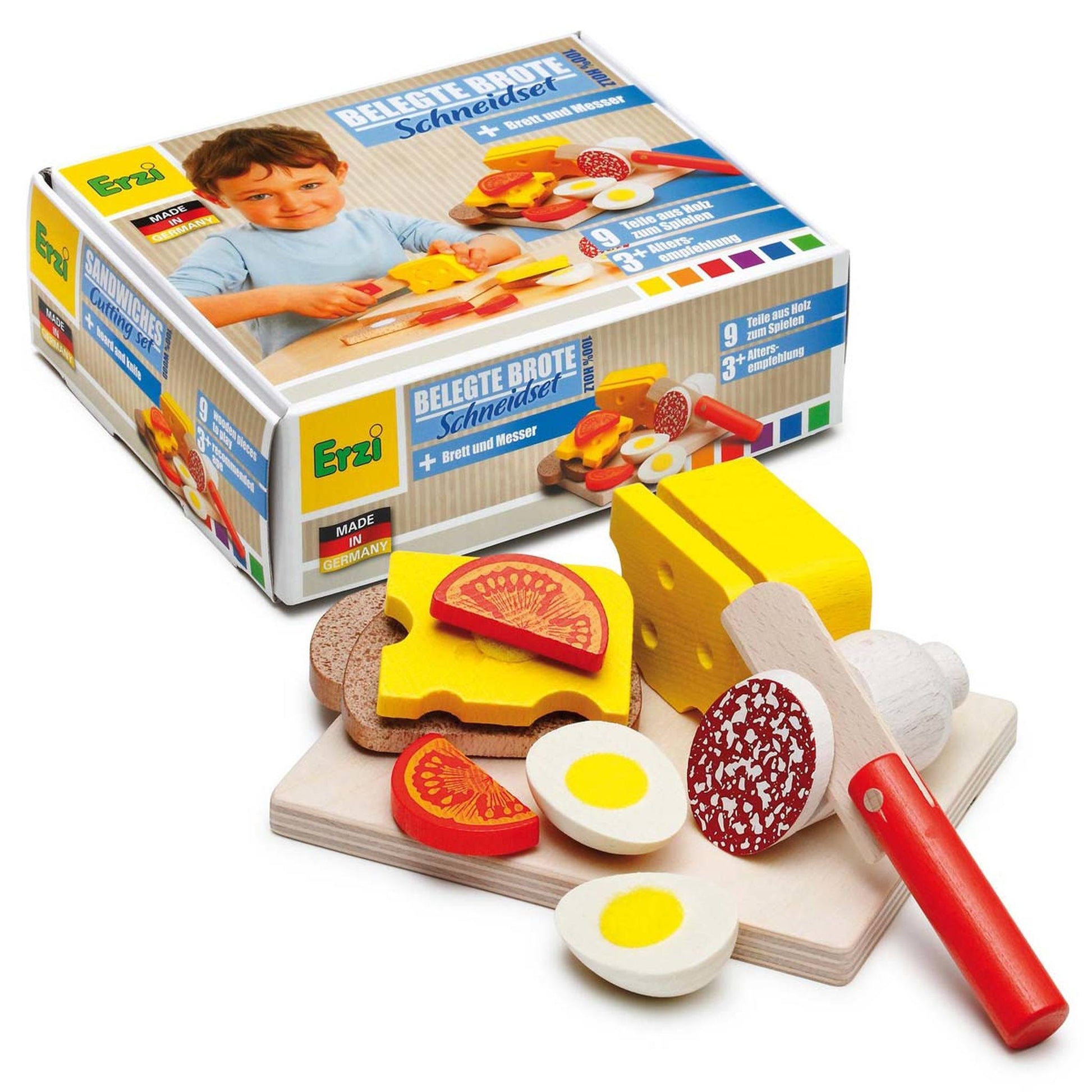 Erzi Sandwich Cutting Set - Play Food Made in Germany - Wood Wood Toys Canada's Favourite Montessori Toy Store