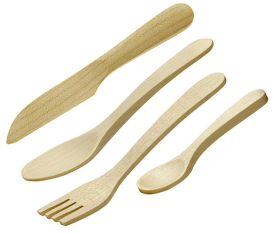 Erzi Wooden Cutlery Set (4pcs) - Play Food Made in Germany - Wood Wood Toys Canada's Favourite Montessori Toy Store
