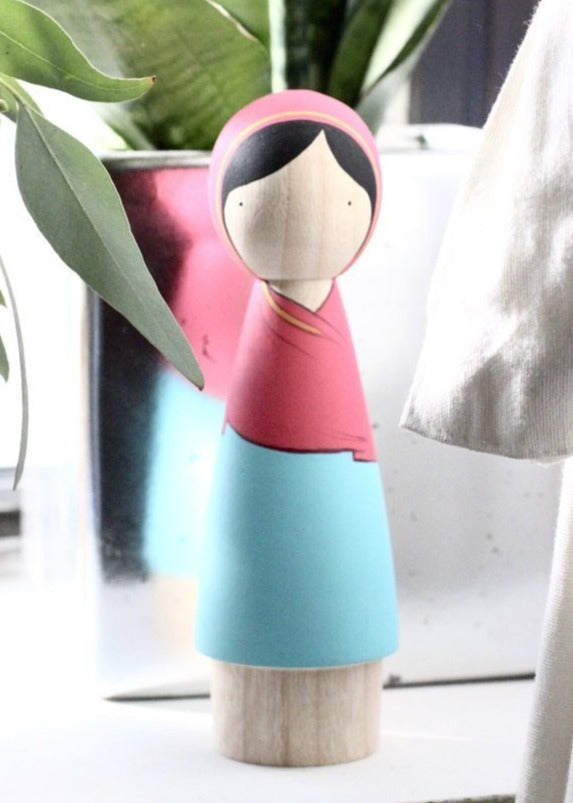 Goose Grease Wooden Peg Dolls - Malala - Wood Wood Toys Canada's Favourite Montessori Toy Store