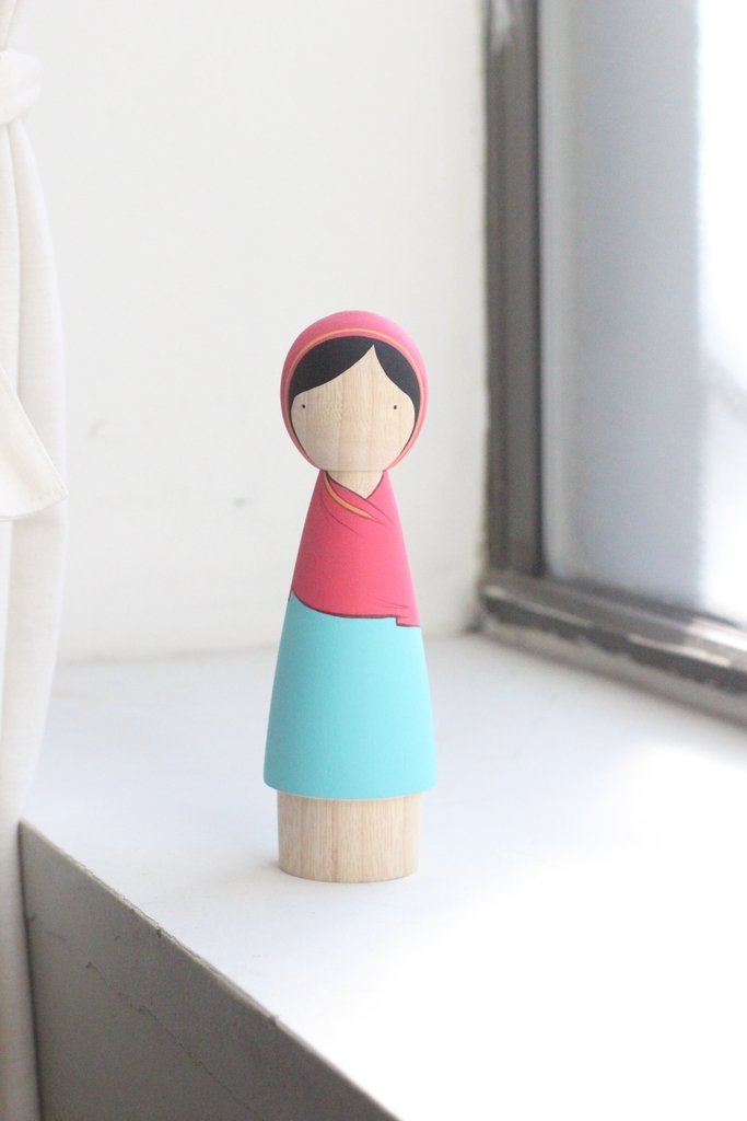 Goose Grease Wooden Peg Dolls - Malala - Wood Wood Toys Canada's Favourite Montessori Toy Store