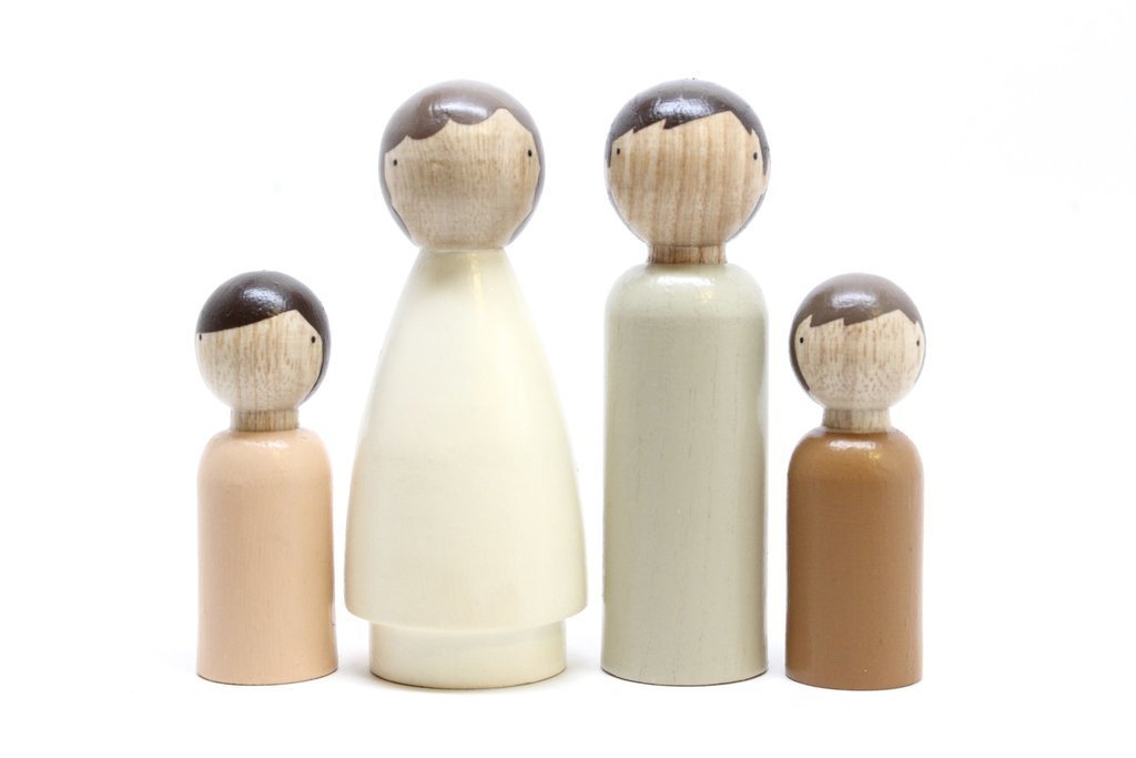 Goose Grease Wooden Peg Dolls - The Organic Family - Wood Wood Toys Canada's Favourite Montessori Toy Store