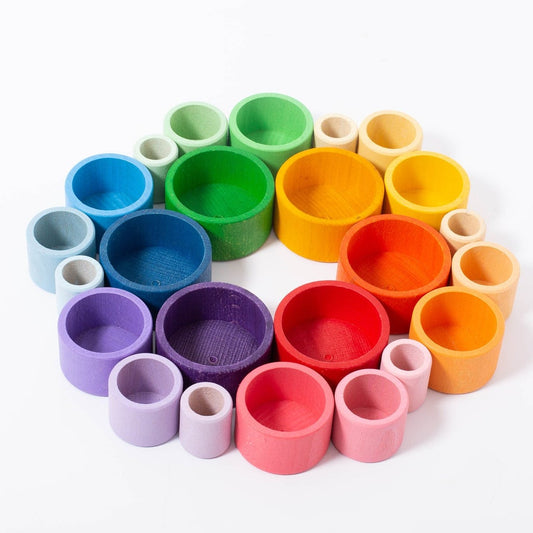 Grapat Wood Coloured Rainbow Bowls (24 Pieces)