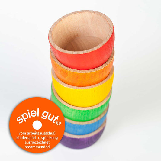Grapat Wood Coloured Bowls (6 Pieces) - Wood Wood Toys Canada's Favourite Montessori Toy Store