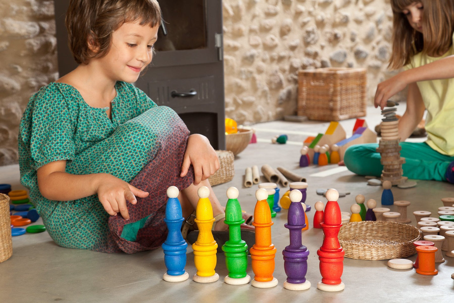 Grapat Wood Coloured Nins, Mates and Coins - Wood Wood Toys Canada's Favourite Montessori Toy Store