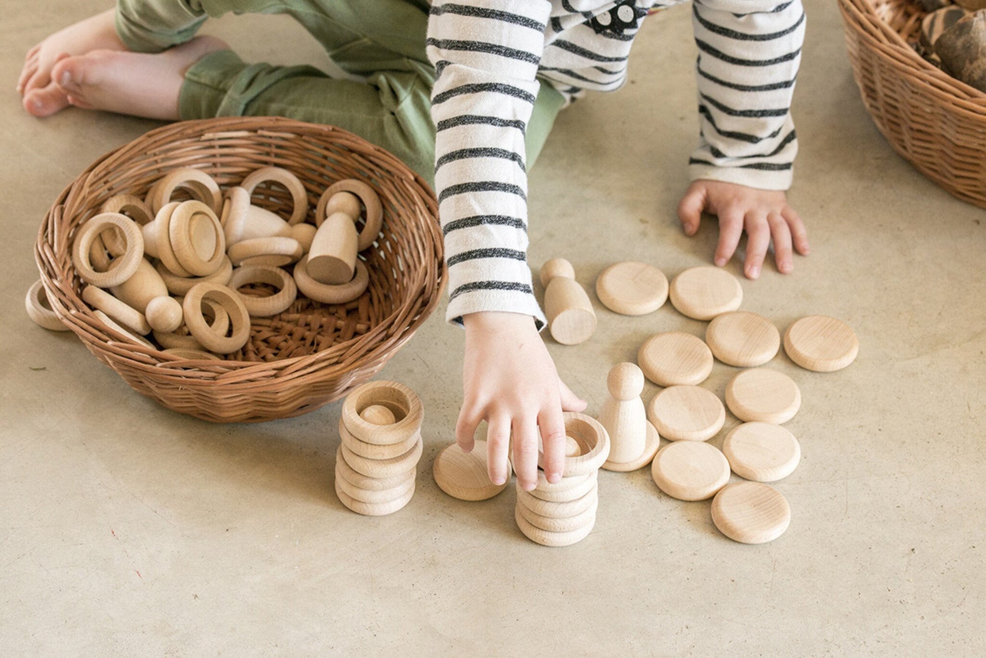 Grapat Wood Coloured Nins, Rings and Coins (Natural Wood) - Wood Wood Toys Canada's Favourite Montessori Toy Store