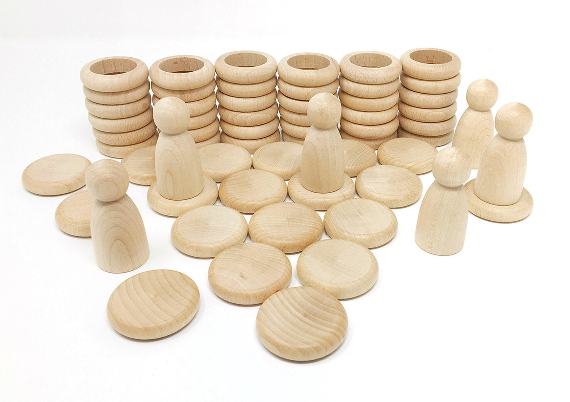 Grapat Wood Coloured Nins, Rings and Coins (Natural Wood) - Wood Wood Toys Canada's Favourite Montessori Toy Store