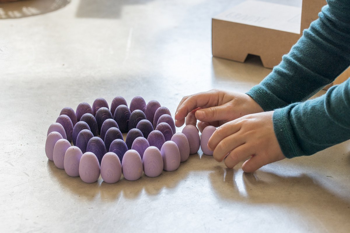 Grapat Wood Mandala Purple Eggs (36 Pieces) - Wood Wood Toys Canada's Favourite Montessori Toy Store