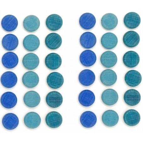 Grapat Wood Mandala Small Blue Coins (36 Pieces) - Wood Wood Toys Canada's Favourite Montessori Toy Store