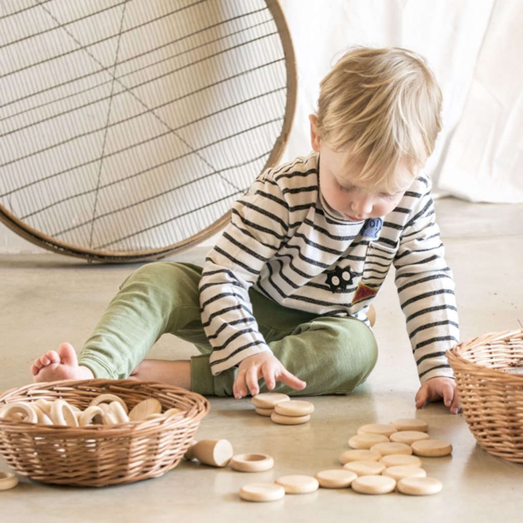 Grapat Wood Nins, Rings and Coins (Natural Wood) - Wood Wood Toys Canada's Favourite Montessori Toy Store