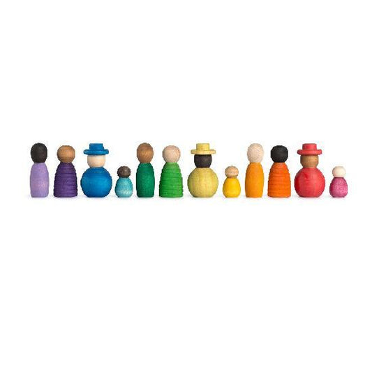 Grapat Wood Together Coloured Nins 12pcs - Wood Wood Toys Canada's Favourite Montessori Toy Store