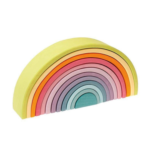 Grimms Large Pastel Stacking Rainbow - Wood Wood Toys Canada's Favourite Montessori Toy Store