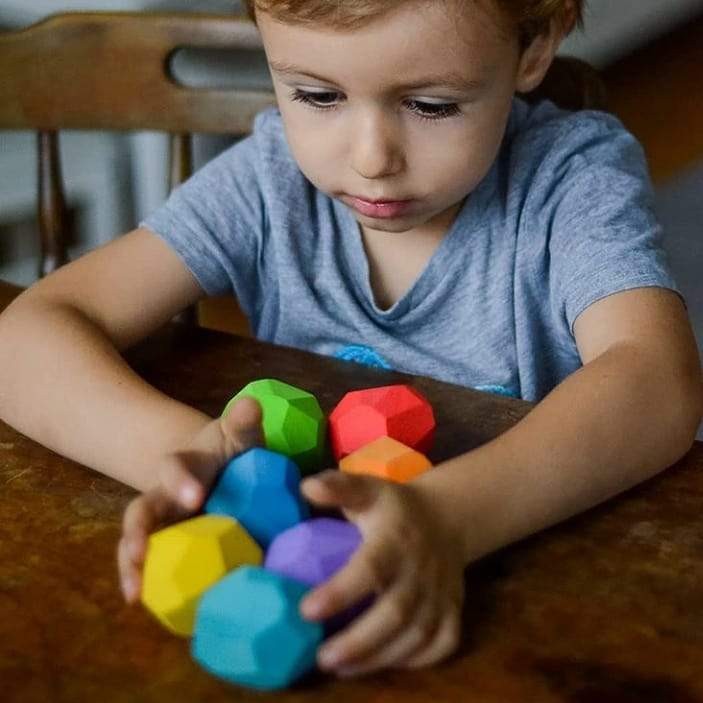Ocamora 'Teniques' Stacking Stones - Coloured (7 pieces) - Wood Wood Toys Canada's Favourite Montessori Toy Store