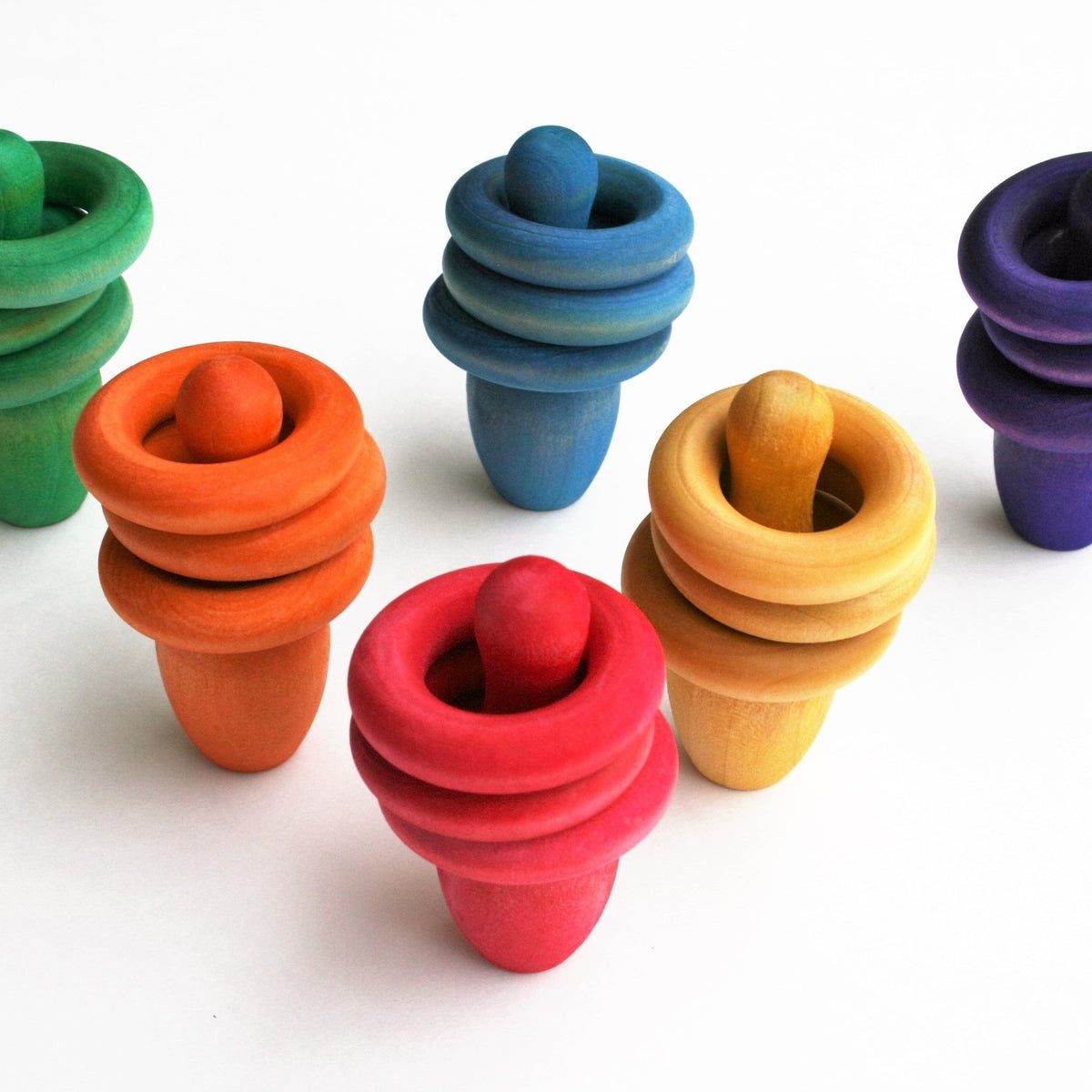 Rainbow Pin & Ring Stacking Set by Legacy Learning Academy – Wood Wood Toys