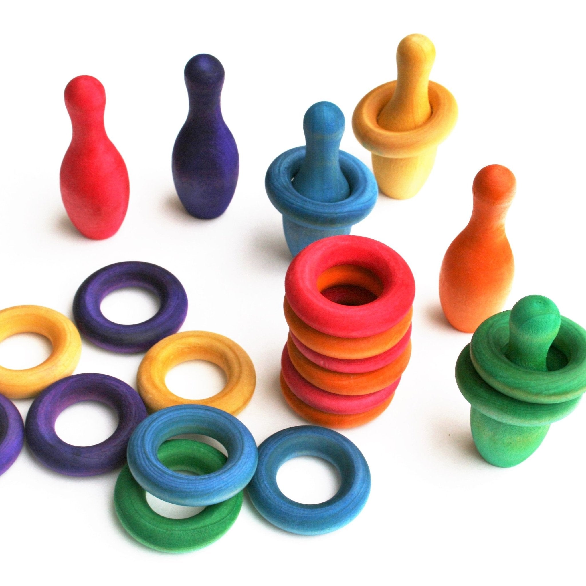 Pin Rack Toy Rainbow Pin & Ring Stacking Set by Legacy Learning Academy – Wood Wood Toys
