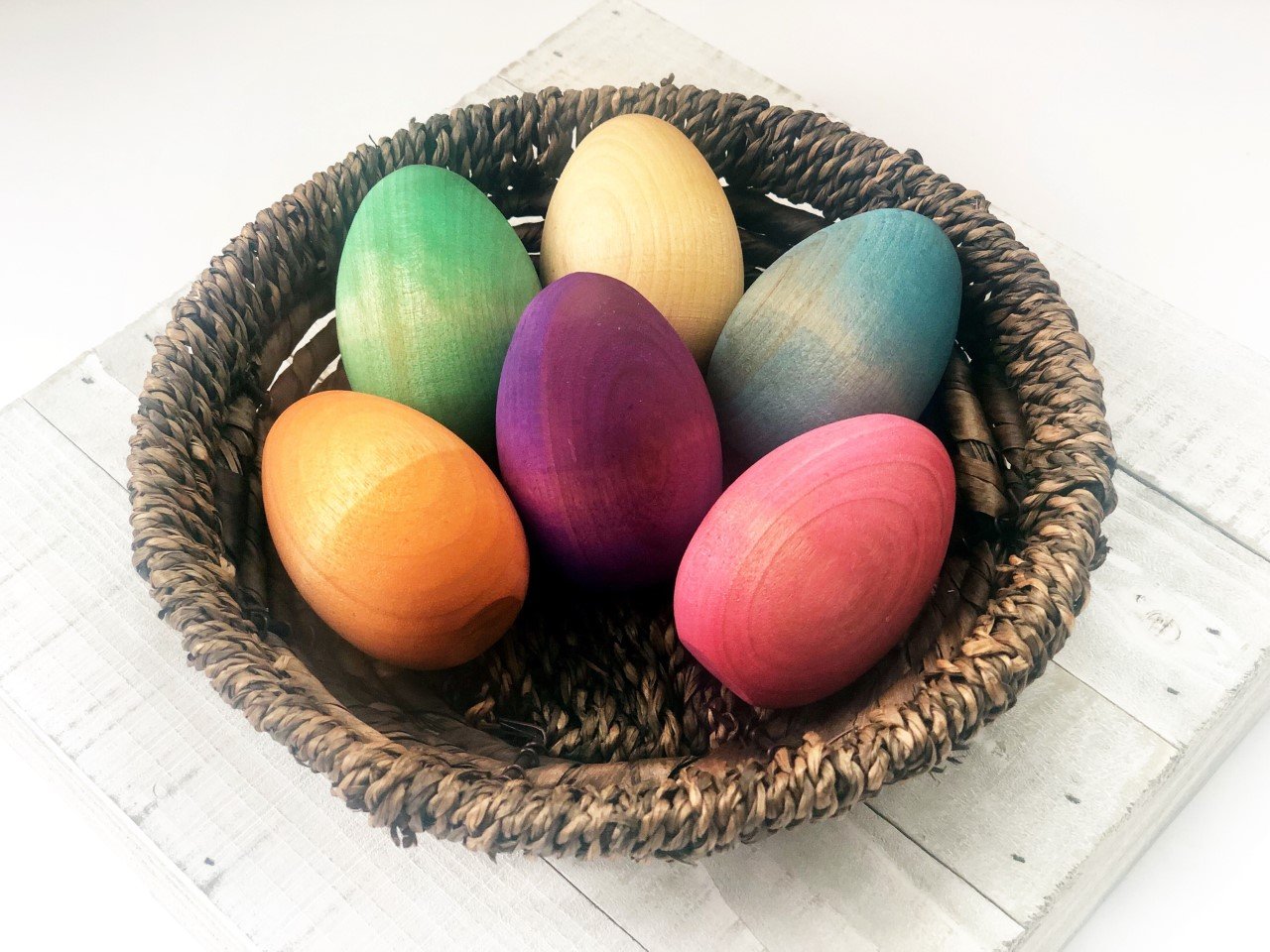 Rainbow Wooden Easter Eggs (Set of 6) by Legacy Learning Academy