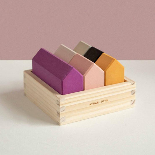 Wood Wood Exclusive Rainbow House Blocks by Avdar - Wood Wood Toys Canada's Favourite Montessori Toy Store
