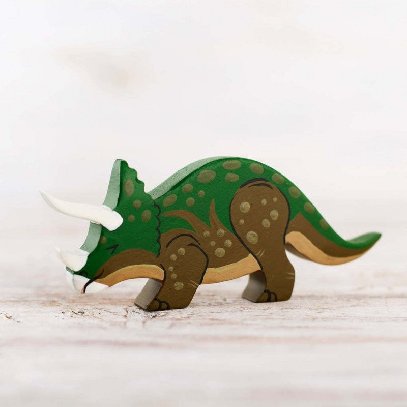 Triceratops figurine - Waldorf Dinosaurs by Wooden Caterpillar